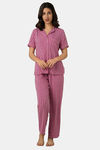 Amante Viscose Loungewear Set - Fuchsia Stripe Print — thumbnail 1